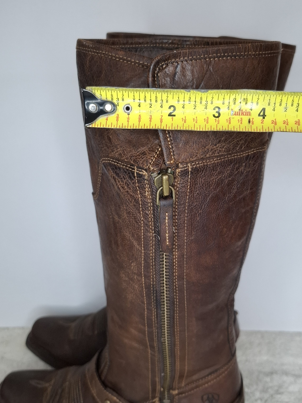 Ariat Brown Leather Tall Zip Western Riding Boots - Picture 2 of 13